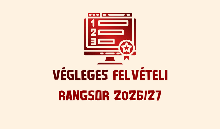 Végleges felvételi rangsor a 2026/27-es tanévre