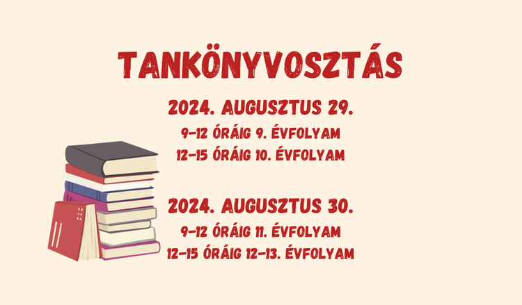 Tankönyvosztás 2024/25 tanévre